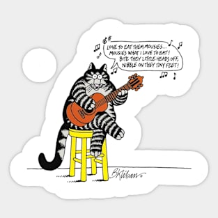 B Kliban Cat Guitar Sticker